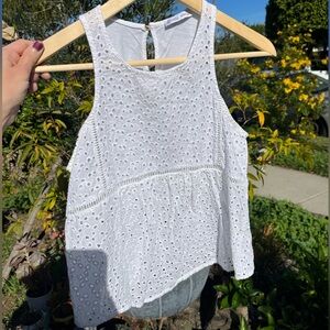 Zara White Eyelet Sleeveless tank